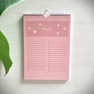 Verjaardagskalender bloemetjes design - A5 formaat - Ringband kalender - Wandkalender - Geen jaartal