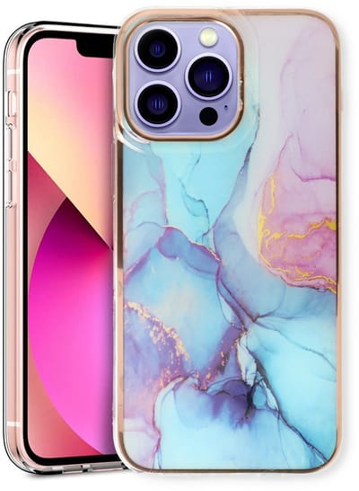 Casemania Hoesje Geschikt voor Apple iPhone 15 Pro - Blauw - Siliconen Marmer Back Cover