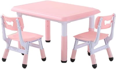 Kinderbureau en stoel - Kindertafel set - Creatief bezig zijn - 7 standen verstelbaar - 80x60cm - Roze