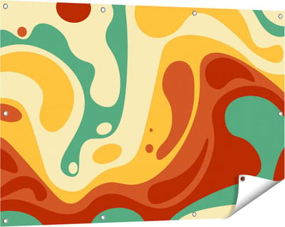 Gards Tuinposter Abstracte Kunst - Organische Kleurrijke Vormen - 120x80 cm - Tuindoek - Tuindecoratie - Wanddecoratie buiten - Tuinschilderij