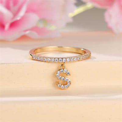 Witte Zirconia Kleine Ronde Steen S Letter Hanger Ringen Voor Vrouwen Vintage Gouden Kleur Bruiloftsring Verlovingssieraad Moederdag Cadeau 10
