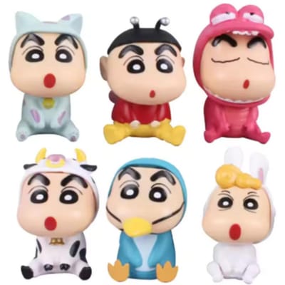 Jolies Figurines Crayon Shin-Chan Kawaii Anime Ornements de Bureau Dessin Animé Regarder la TV Support Téléphone Poupée Mignonne Décorations jouet beige