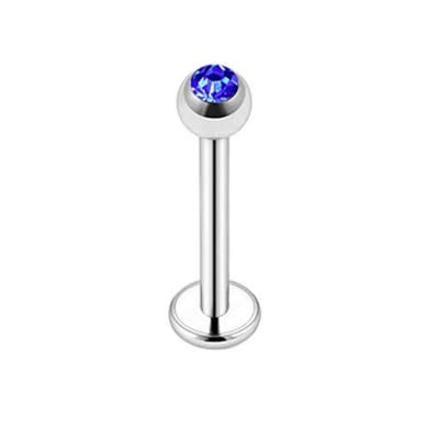 Zilver Met Steentje - Tragus / Helix / Labret Piercing