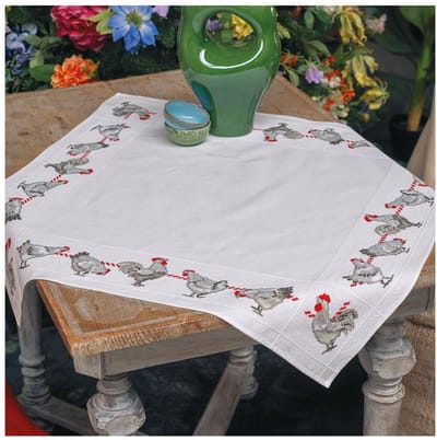 Vervaco - Aïda tafelkleed kit - Kippen - PN-0144093 - Borduren - Borduurpakket - Borduurpakket volwassenen - Borduurpakket kind