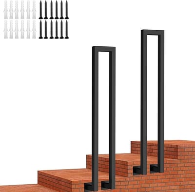 Metalen trapleuning - Zijmontage leuning - Veilig traplopen - U-vormig antislip - 55 cm - Zwart