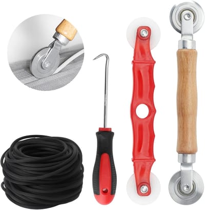 Gereedschap-intrekker voor vliegengaas, 4 stuks installatieaccessoires, insectenbescherming, reserveonderdelen, 20 m x 5 mm vliegengaas