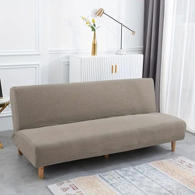 Jacquard Slaapbankhoes Armloos Elastisch Opvouwbaar Zitvlak Slipcovers voor Woonkamer 1/2/3-zits Bankhoezen Longchair Beschermer M