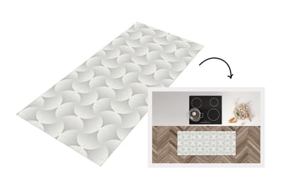 Keukenloper 120x50 cm - Keukenmat vinyl Patronen - Zilver - Retro - Keukenmatten loper - Keuken vloerkleed tapijt