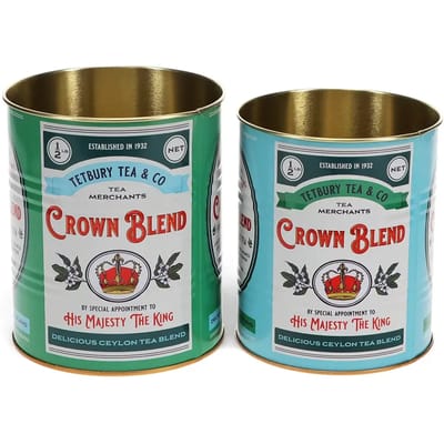 Rex London Retro Storage Tins - Bewaarblikken medium - Crown Blend - Groen/Blauw