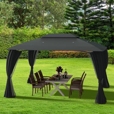 Verdelux - Cape May - Luxe Paviljoen met Lampenset & Insectennet - 4x3 - Antraciet