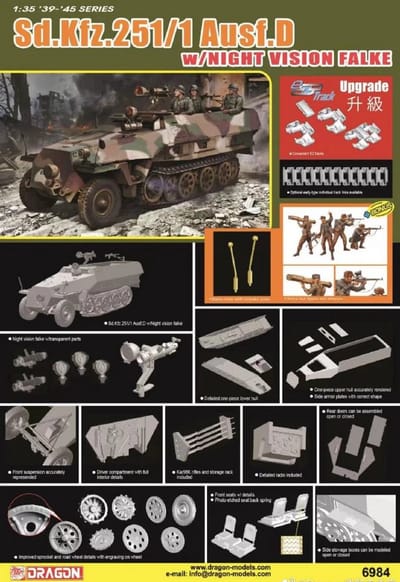 Dragon Modelbouwpakket Militaire voertuigen - 6984 Sd.Kfz.251 Ausf.D - with Night Vision Falke Plastic - 1:35 - Modelbouw