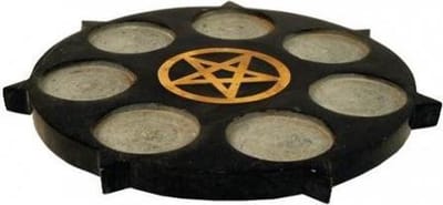 Sfeerlichthouder Pentagram zwart zeepsteen - 25 - Zeepsteen - Zwart