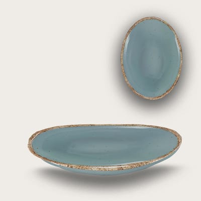 Arca TIERRA Grey - Set van 2 ovale Melamine Schalen 23x17x4cm – licht in gewicht – makkelijk stapelbaar – voor binnen en buiten