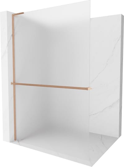 Mexen Kioto+ L douchewand met plank Walk-in 70 x 200 , ijsvorming, geborsteld koper - 800-070-123-65-30