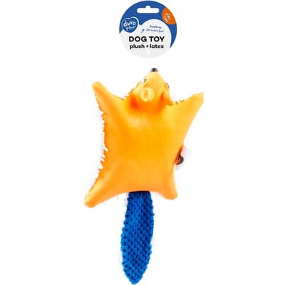 Duvoplus - Speelgoed Voor Dieren - Hond - Pluche & Latex Vliegende Eekhoorn 31x17x5cm Oranje/blauw - 1st