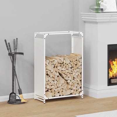 vidaXL - Brandhoutrek - 60x28x90 - cm - koudgewalst - staal - wit