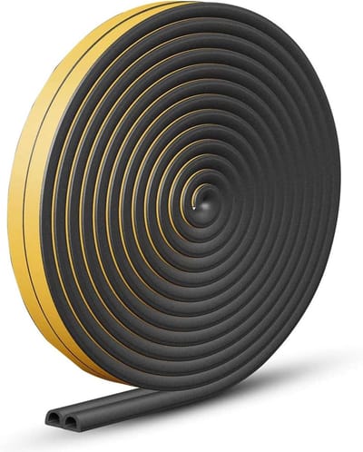 Zelfklevende Isolatietape voor Deuren en Ramen - Dichtingsstrip tegen Tocht, 9mm x 6mm x 2.5m, 2 Stuks, Totaal 5M, Zwart, Energiezuinig en Geluidsisolatie