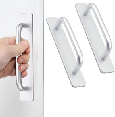 Zelfklevende Kastgrepen - Geen Boren Nodig (2 stuks) - Plak in 3 Seconden op Keukenlades & Kasten (Zilver, 5,83 inch)