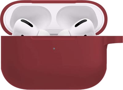 Hoesje - Geschikt voor Apple AirPods Pro 2 - Siliconen Hoes met Clip - Silicone Case Cover - Wijnrood