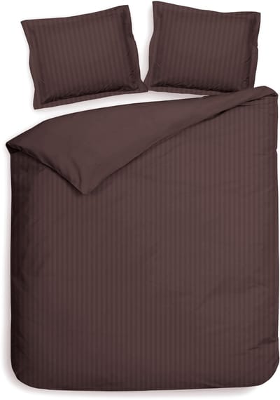 Heckettlane Dekbedovertrek Banda - Bedlinnen met Strepen - 240x200-220 cm - Lits-Jumeaux - Bruin - Dekbedovertrek van 100% Katoen-Satijn