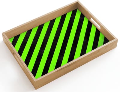 Dienblad hout 40x30 cm - Schootdienblad - Gaming - Strepen - Schuin - Groen - Borrelplank rechthoek - Plateau dienbladen