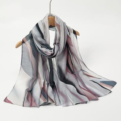 Écharpe Bandana Hijab Fleuri Aquarelle Couleur Modal Sensationnel Pour Femmes Voyage Polyvalent Décontracté Coupe-vent Anti-sable Foulard gray