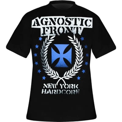 Agnostic Front Heren Tshirt -M- Blue Iron Cross Zwart