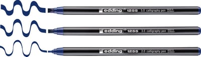 edding 1255 kalligrafiestift - staalblauw - 3 stiften - kalligrafiepunt 2 - 5 mm - stift voor papier, hout, terracotta, linnen - voor beginners, handlettering, bullet journal, wenskaarten, dagboek