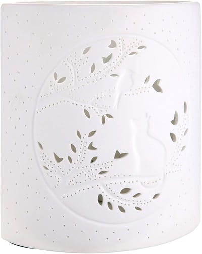 Omgoods - Decoratieve Tafellamp Kat met Vogel Porselein 20cm