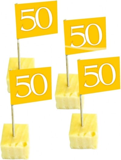 Cocktailprikkers 50 jaar - 50x - jubileum - leeftijd - prikkers - thema feestartikelen - getrouwd - jubileum - versieringen