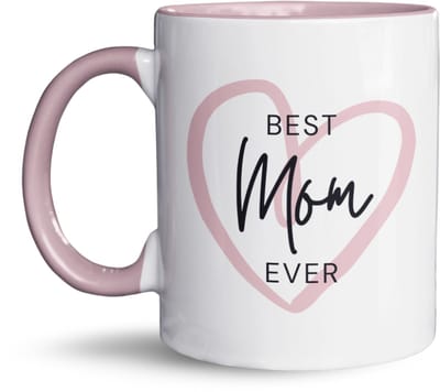 NietMokken.nl – Best Mom Ever Mok – Moederdag Cadeau met Hart – 325ml Koffiemok – Lief Moederdag Cadeautje voor Mama – Vaatwasserbestendig – Roze Mok met Tekst - Leuk als Kado