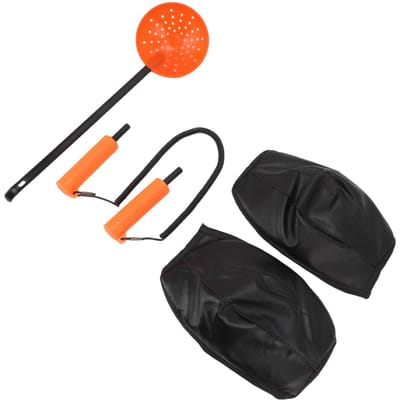 Intrekbare IJspriemen IJsvissen Veiligheidspriemen Lepel Kniebeschermers Set Wintervissen Uitrusting black
