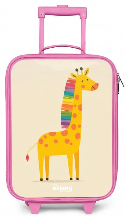 NoBoringSuitcases.com® - Kinderkoffer roze - Kindertrolley meisje - Giraffe - Dier - Kleurrijk - Koffer kind lichtgewicht - Reiskoffer trolley voor kinderen - Koffertje met lichtgevende wieltjes - Rolkoffer