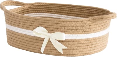 Opbergmand, lege geschenkmand, katoenen organizer voor handdoeken, snacks, hondenspeelgoed, gevlochten mand, decoratieve mand voor kinderkamer, 33 x 25 x 12 cm, kaki