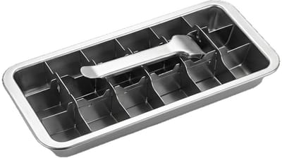 IJsblokjesvorm van roestvrij staal - 18 uitneembare vakjes - Met handvat, metalen ijsblokjesvorm, hendel, perfect voor het maken van ijsblokjes voor drankjes, in de vriezer en whisky.