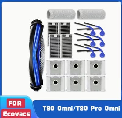 Vervangingsaccessoireset gescht voor Ecovacs T80 Omni/T80 Pro Omni Stofzuigerrobot Onderdelen 1 Hoofdborstel, 2 Rolmopdoekjes, 4 HEPA Filters, 6 Zijborstels, 6 Stofzakken