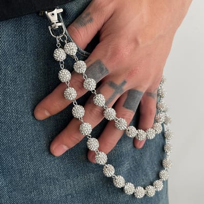 Ingemark Harajuku Straat Strass Portemonnee Riemketting voor Mannen Hip Hop Broeken Hipster Broek Jeans Ketting Rock Sieraden brown