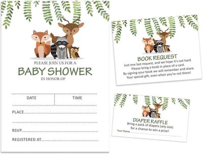 30 Lege Uitnodigingskaarten Babyborrel Thema Jungle Dieren Neutraal