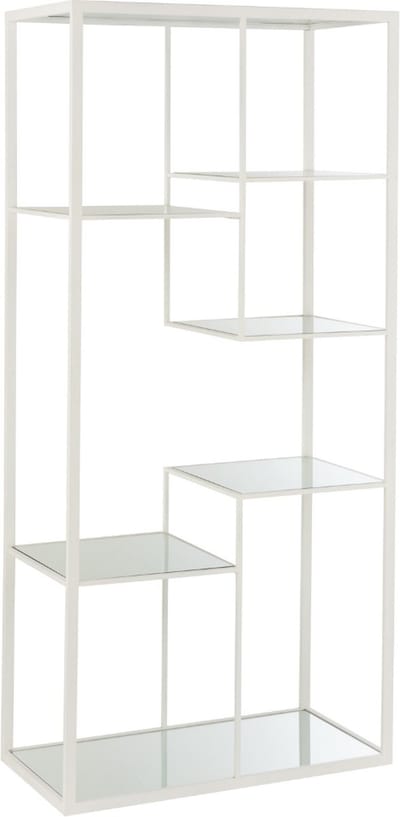 Wandkast Rek Metaal Wit Glas