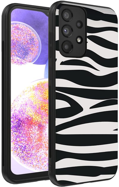 Smartphonica Telefoonhoesje geschikt voor Samsung Galaxy A23 met zebra opdruk - TPU backcover case met zebra print design - Zwart Wit geschikt voor Samsung Galaxy A23
