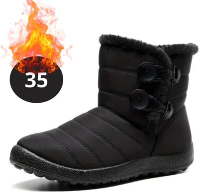 Bovista Snowboots - Sneeuwschoenen - Sneeuwboots - Dames - Wintersport - Ski - Skischoenen - Zwart - 35 - Knopen