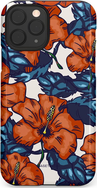 Casetastic hoesje geschikt voor Apple iPhone 11 Pro - Dubbellaagse bescherming - Exotische paradijs - Fashion Case - Terracotta Donkerblauw Bruin Donkergrijs