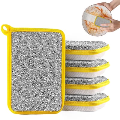 Dailygoods- Afwasspons Dubbelzijdig - Microvezel/Spons - Herbruikbaar - Duurzaam - 5 Stuks - 13,5 x 9 cm - Schoonmaakdoek
