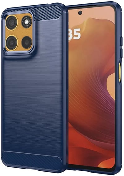 Hoesje geschikt voor Motorola Moto G17/G17 Power/G15/G15 Power - Techsuit Carbon Silicone Back Cover - Blauw