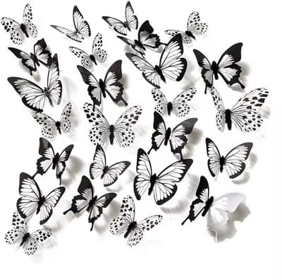 Dailygoods- Vlinderdecoratie 48 Stuks - 3D Wandstickers - Afneembare Muurtattoo - Doe-het-zelf Decoratie - Bruiloft/Kerstmis - Wanddecoratie/Tafeldecoratie - Muursticker