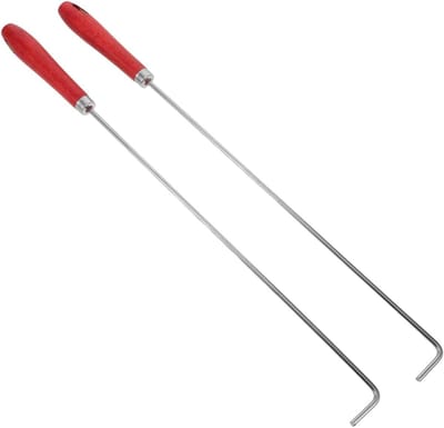 Vuurkorf Pook - Haardgereedschap Set - Kampvuur Aanmaken - Hittebestendige Houten Handgreep - 50 cm - Zilver