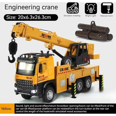 1:32 Uitgebreide Barricade Transport Vrachtwagen Kraan Model Speelgoed Legering Diecast Deur Geopend Techniek Voertuig Modellen Collectie Cadeau Jongen orange