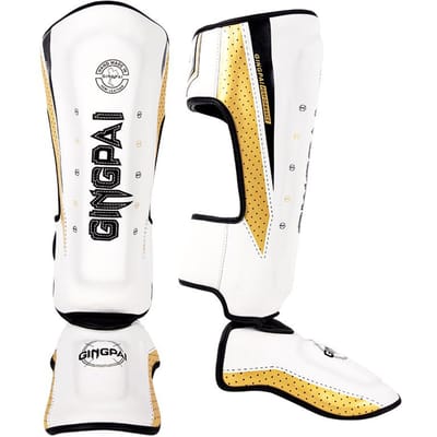Protège-tibias Cheville MMA Boxe pour Adultes Hommes Femmes Kickboxing Karaté Sanda Muay Thai Protège-jambe S white