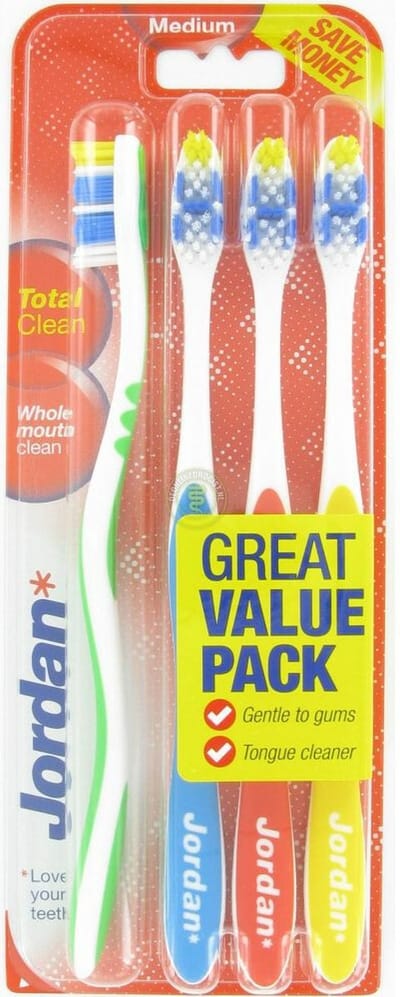 Jordan Tandenborstel Total Clean Medium 4-pack - 12 x 4 stuks - Voordeelverpakking