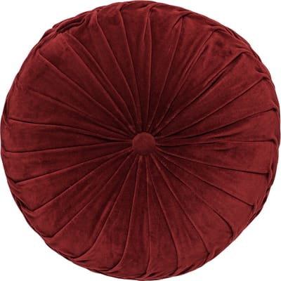 Dutch Decor - KAJA - sierkussen Ø40 cm - rond - velvet - Merlot - rood